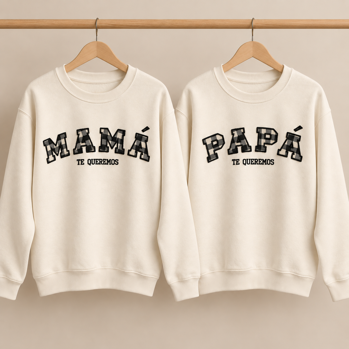 Pack 2 sudaderas con palabra en tela vichy
