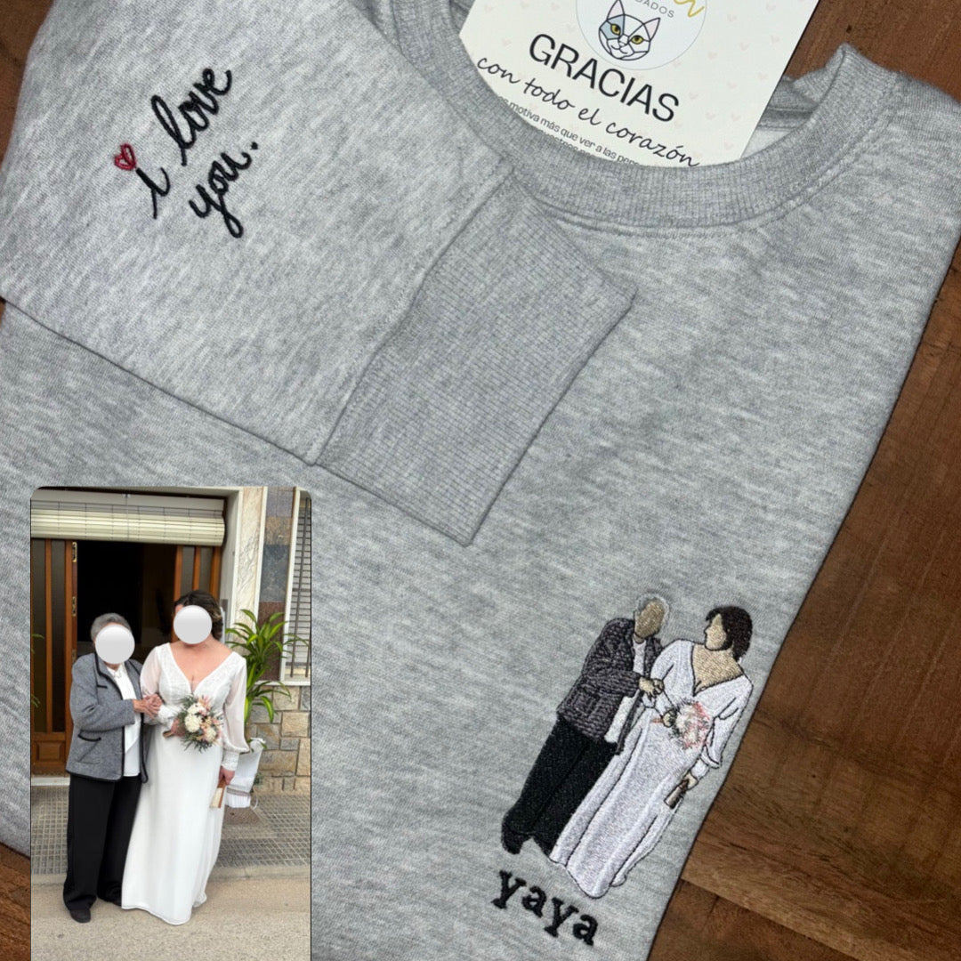 Sudadera personalizada con foto bordada a color