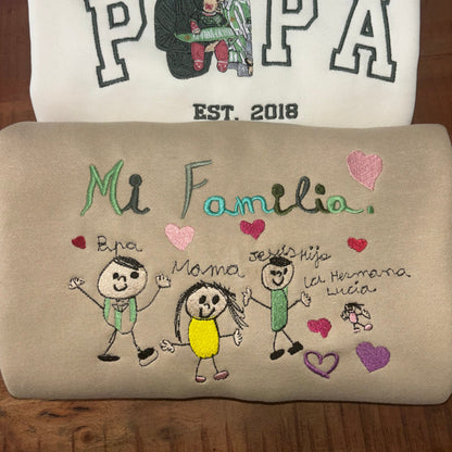 Sudadera personalizada con dibujo infantil bordado