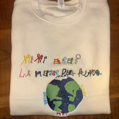 Sudadera personalizada con dibujo infantil bordado