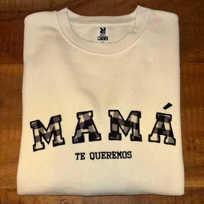 Sudadera personalizada con palabra familiar en tela vichy