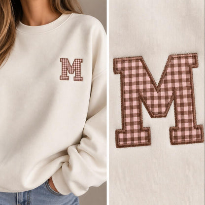 Sudadera personalizada con inicial en tela vichy