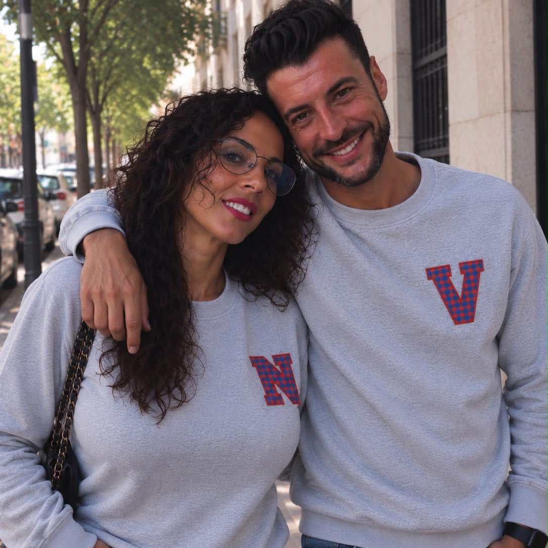 Pack 2 sudaderas con inicial en tela Vichy