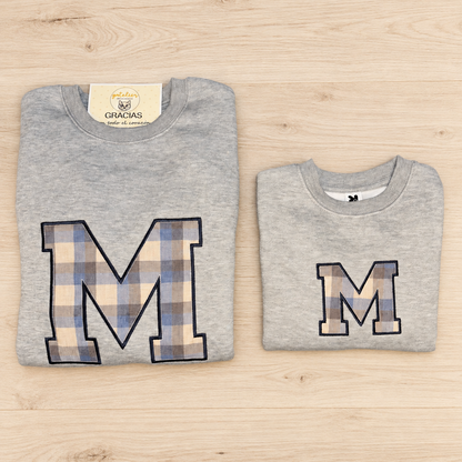 Sudadera personalizada con inicial en tela vichy
