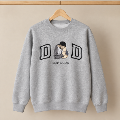 Sudadera personalizada DAD, MOM, papá o mamá con foto bordada, Gatelier