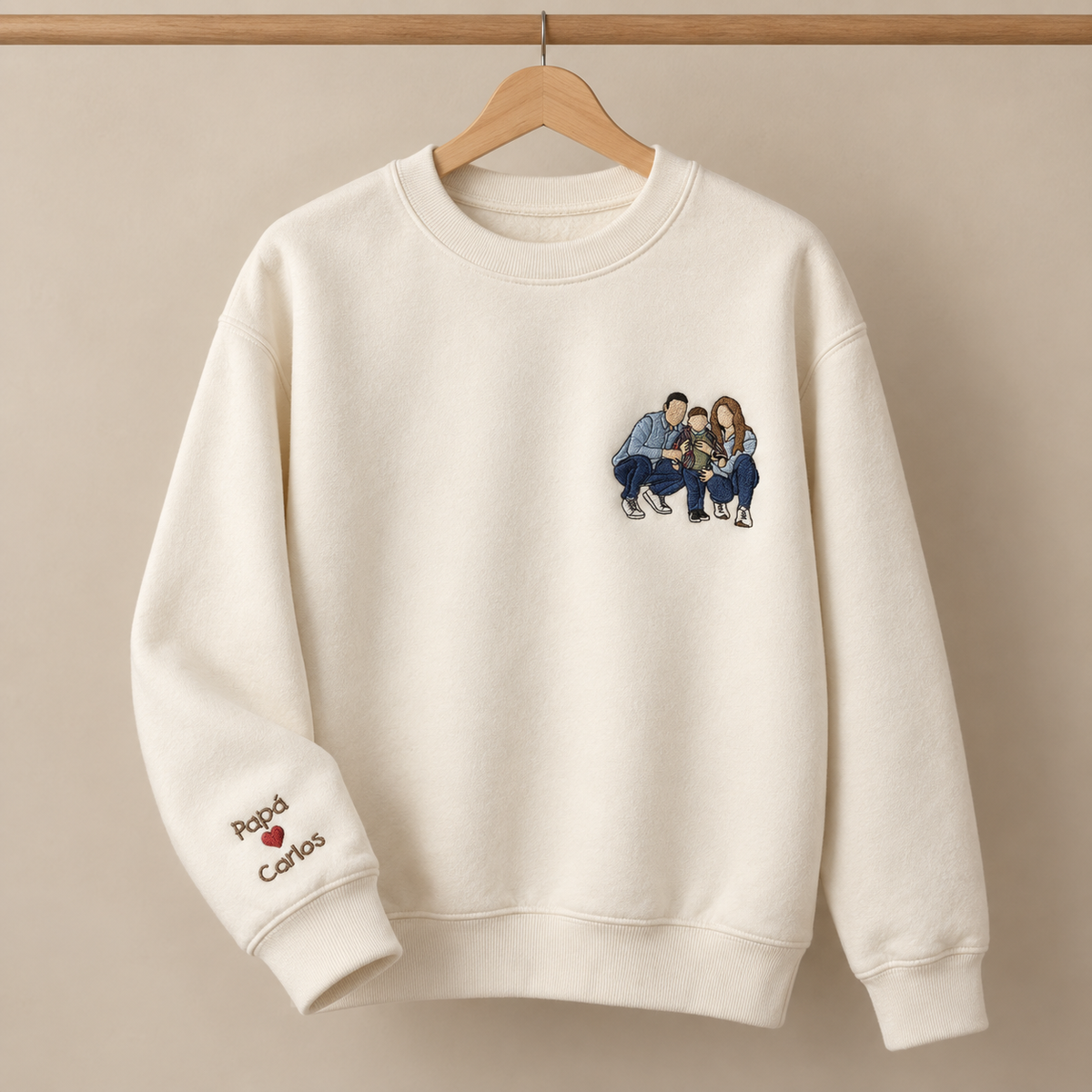 Sudadera personalizada con foto bordada a color, Gatelier