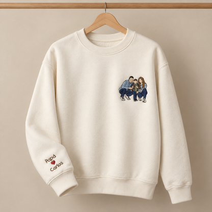 Sudadera personalizada con foto bordada a color, Gatelier