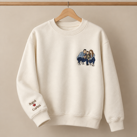 Sudadera personalizada con foto bordada a color, Gatelier