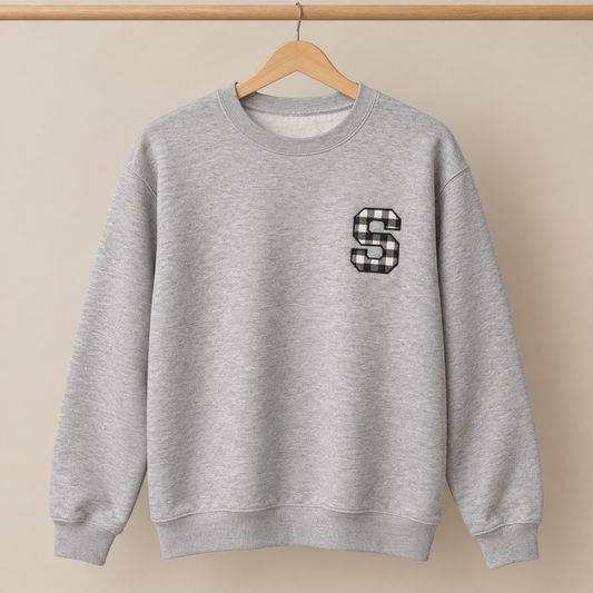 Sudadera personalizada con inicial bordada en tela vichy, Gatelier
