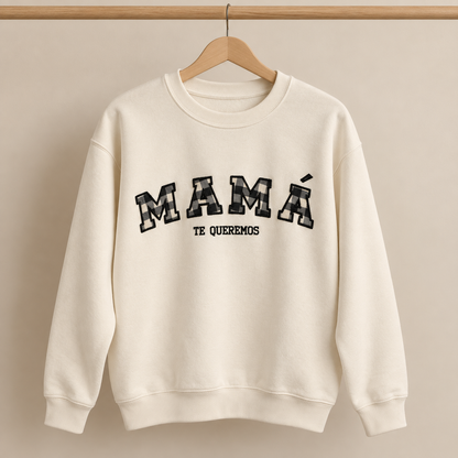 Sudadera personalizada con palabra familiar en tela vichy, Gatelier