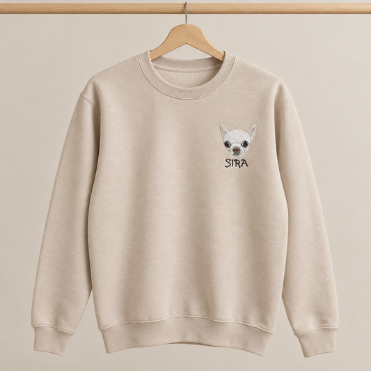 Sudadera personalizada con retrato de mascota bordado en el pecho, Gatelier