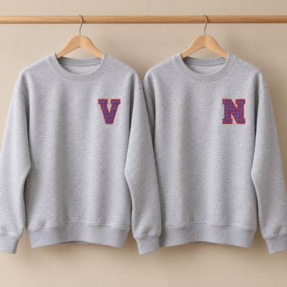 Pack 2 sudaderas con inicial en tela Vichy