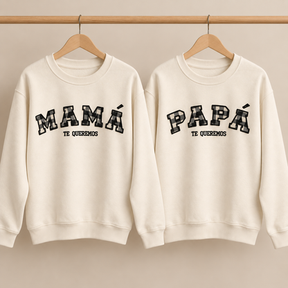 Pack 2 sudaderas con palabra en tela vichy