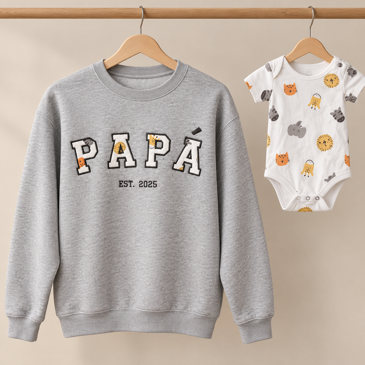 Sudadera personalizada con recuerdo de body de bebé bordado, Gatelier