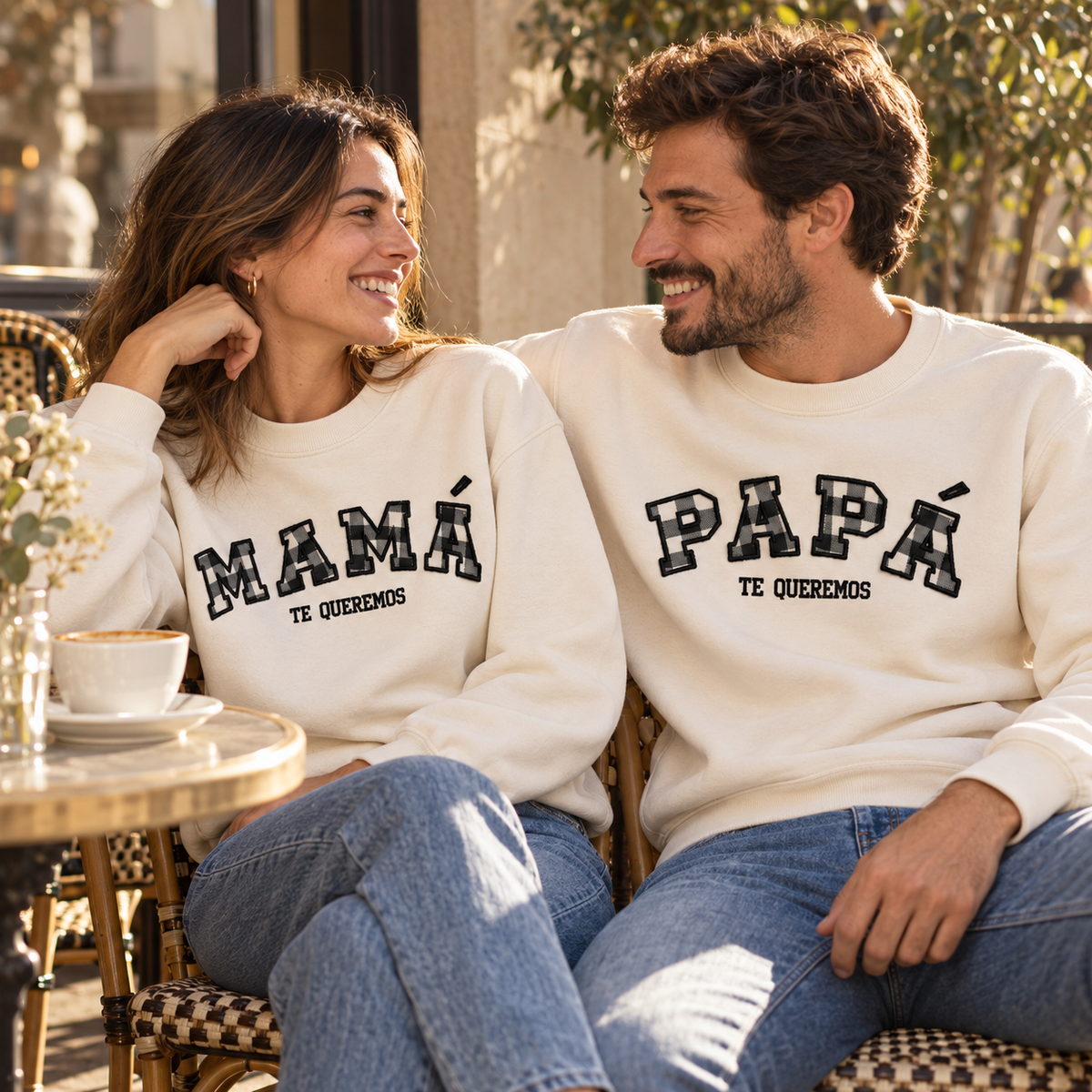 Pack 2 sudaderas con palabra en tela vichy